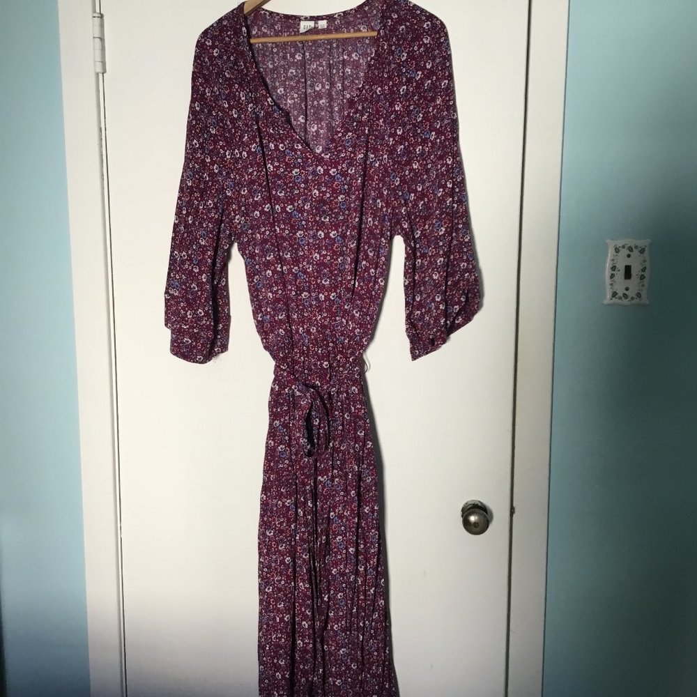 GAP Raglan Sleeve Floral Midi Dress